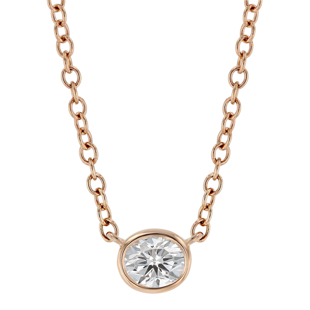 Oval Diamond Single Station Necklace in Rose Gold | Borsheims