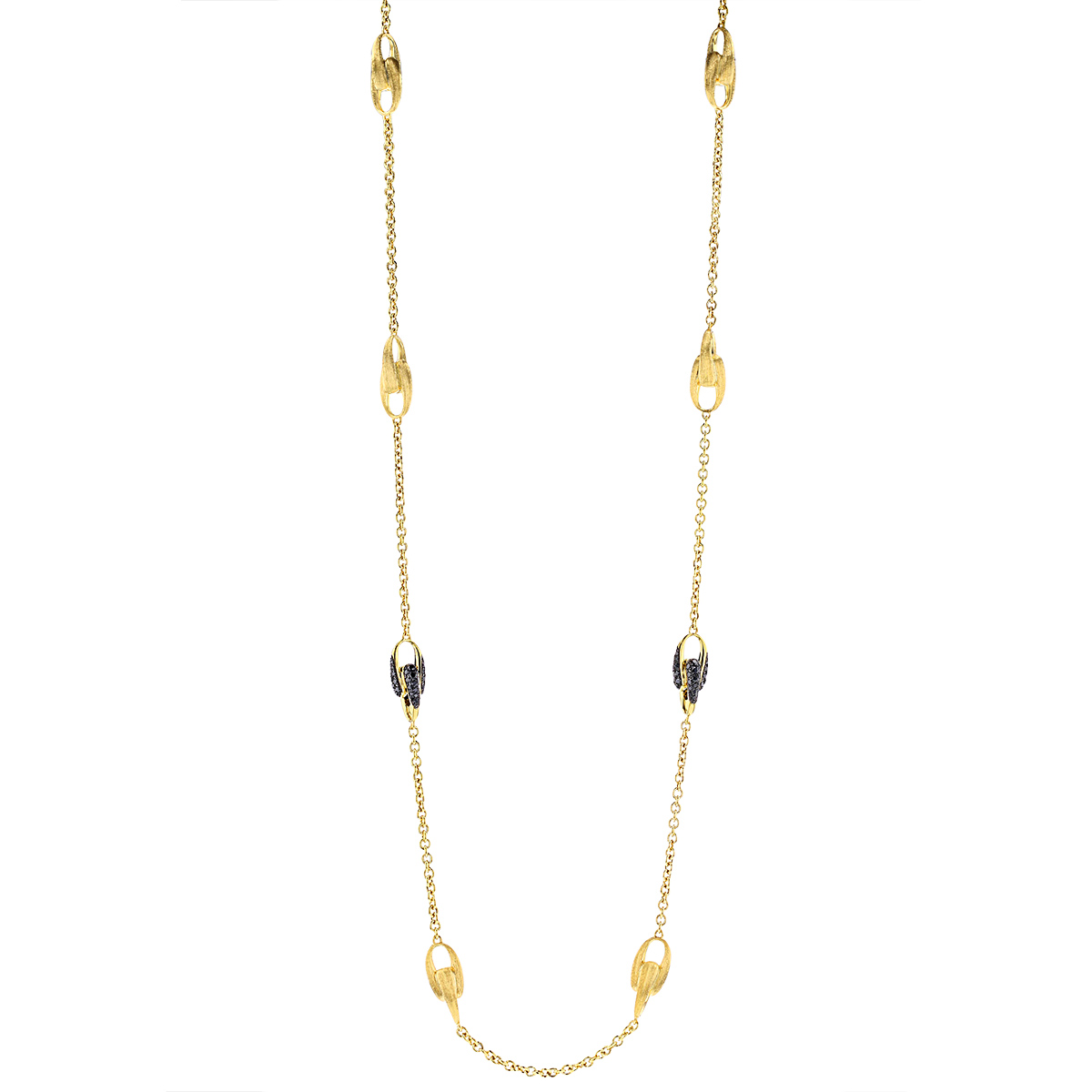 Marco Bicego Lucia Black Diamond Link Station Necklace in Yellow Gold ...