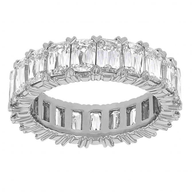 Criss Cut Emerald Cut Diamond Eternity Band in Platinum