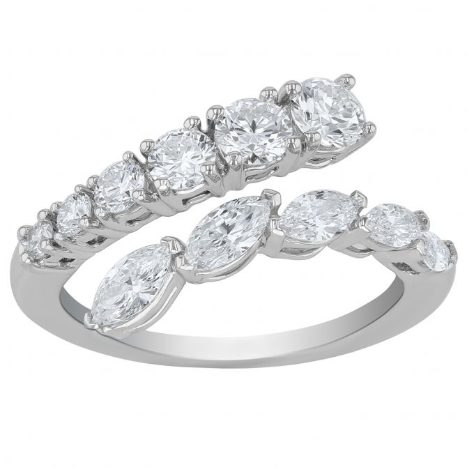 Kwiat Marquise & Round Diamond Bypass Ring in White Gold