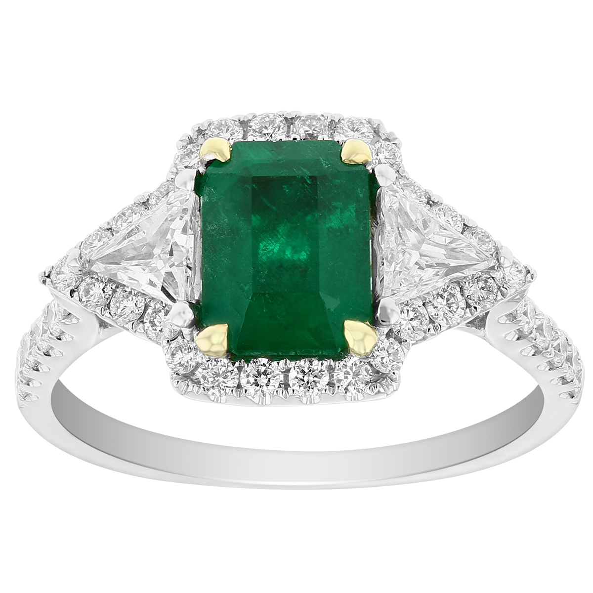 18K White Gold Emerald Cut Emerald & Trillion Diamond Ring | Borsheims