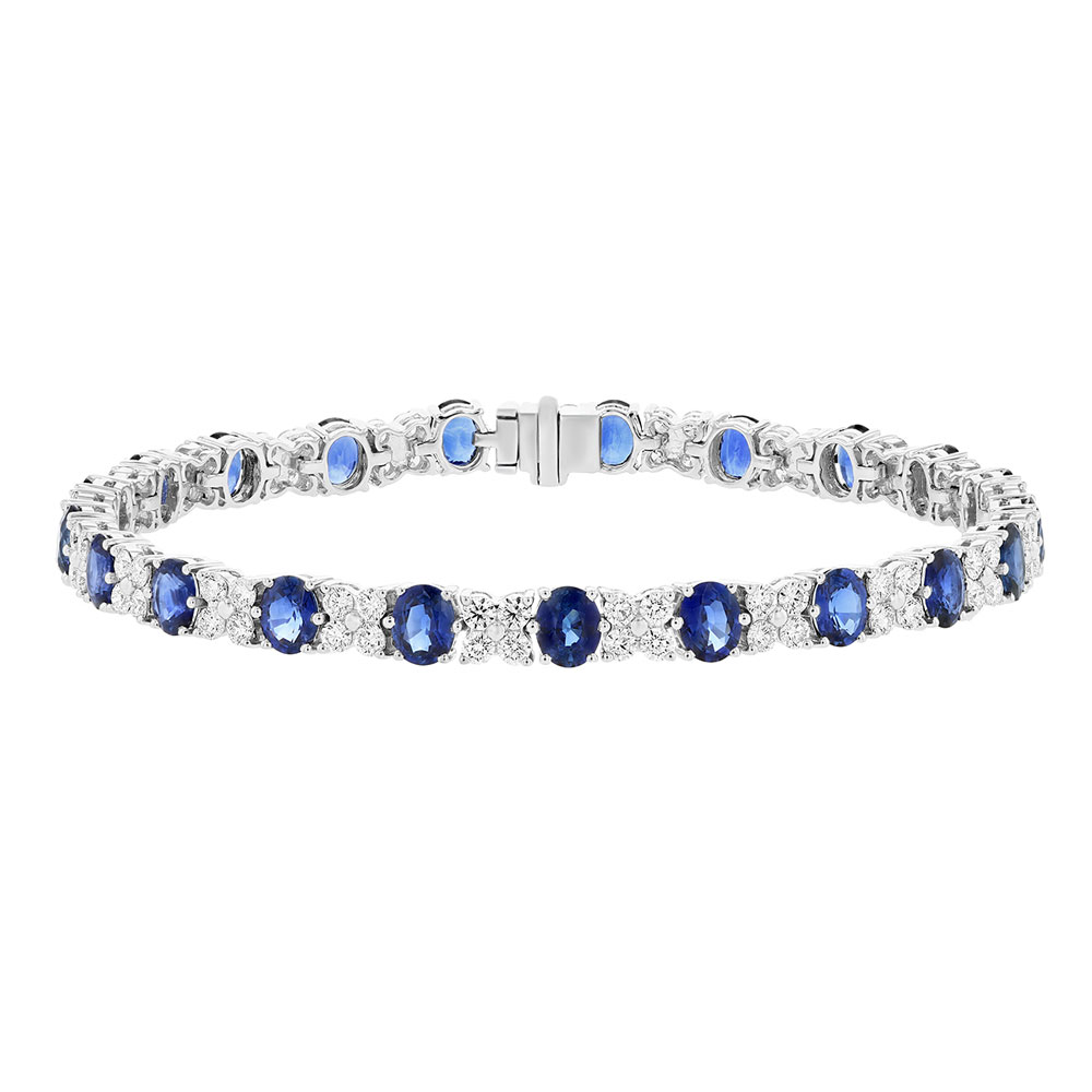 Oval Sapphire & Diamond Alternating Bracelet in White Gold | Borsheims