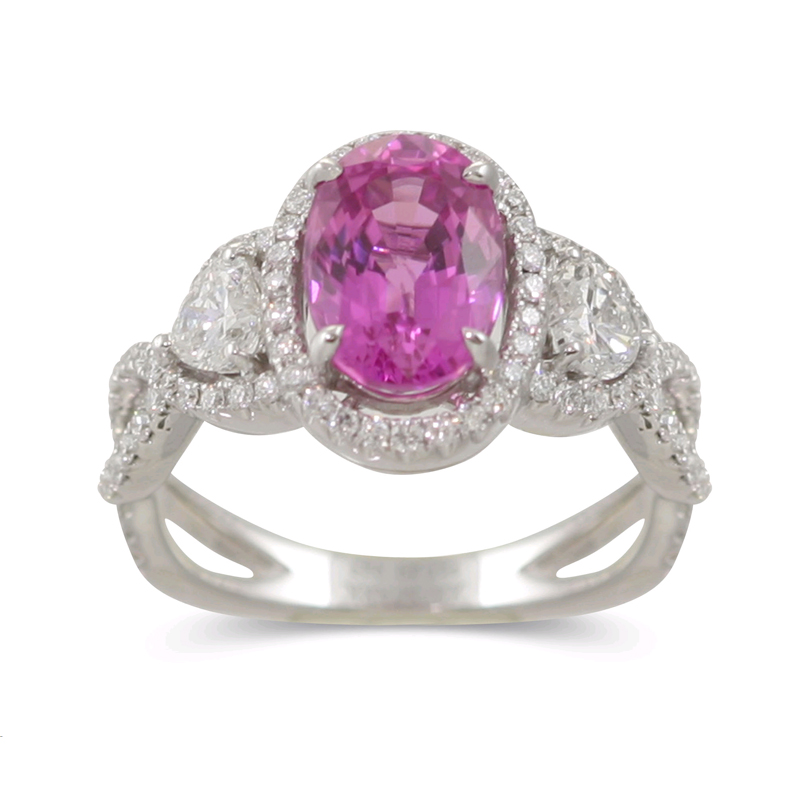 18K White Gold Oval Pink Sapphire & Diamond Ring | Borsheims