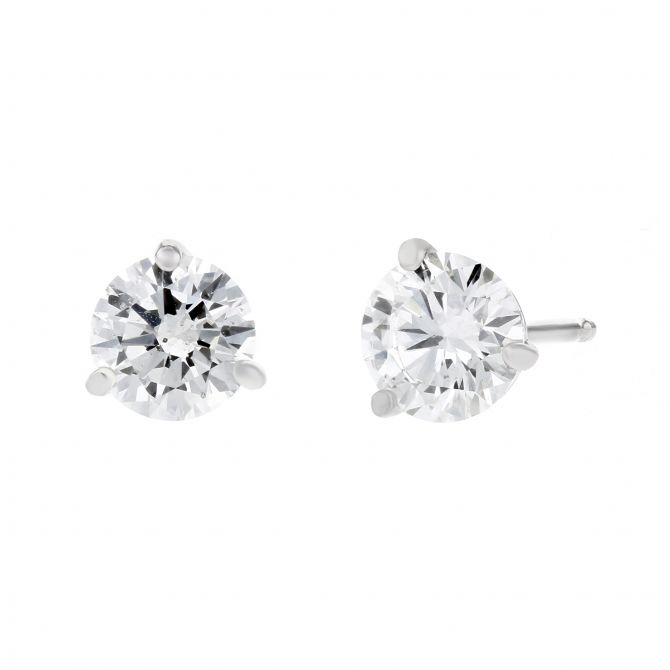 Kalahari Dream Diamond 18K White Gold Round Diamond Stud Earrings, 1.48cttw