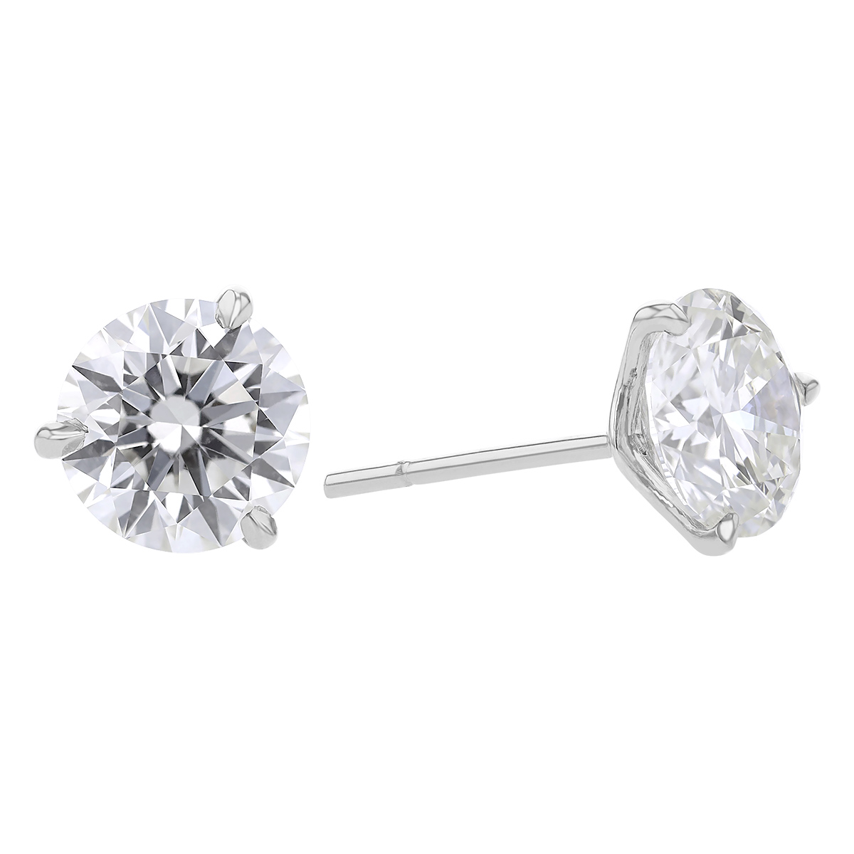 Rahaminov Round Diamond Stud 4 Prong Earrings in White Gold, 3.06 cttw ...