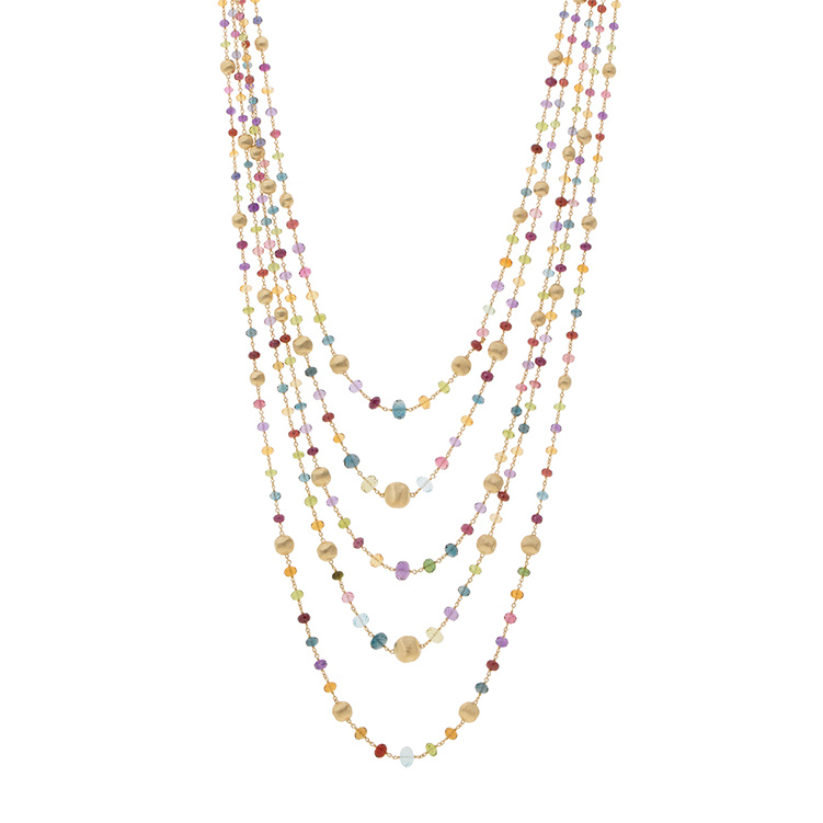 Marco Bicego Africa Mixed Gemstone 5 Strand Statement Necklace in ...