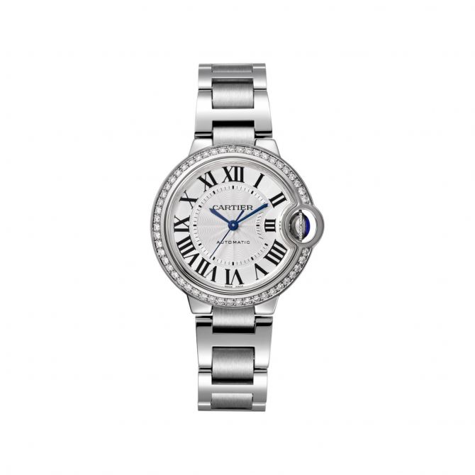 Ballon Bleu de Cartier 33mm Steel & Diamond Bezel Women's Watch