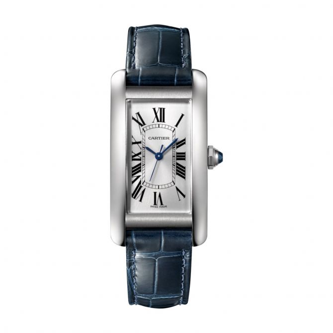 Cartier Tank Americaine Steel and Leather Watch Large