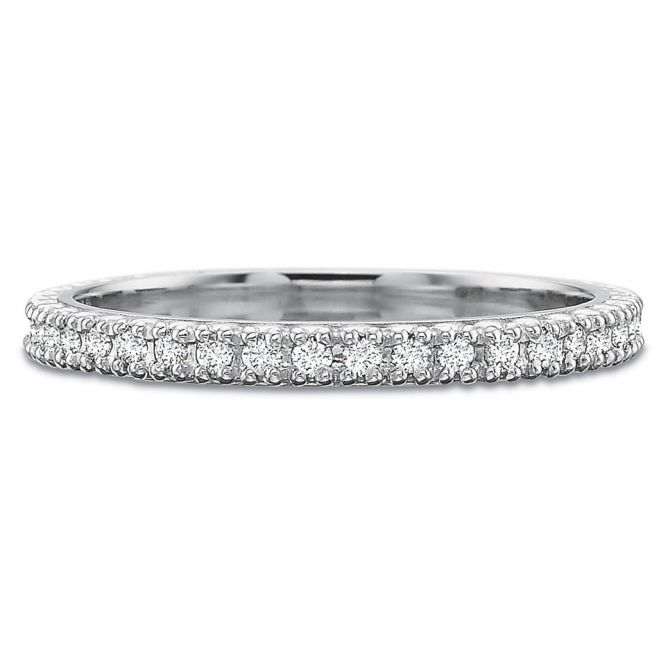 Platinum Petite Flush Fit Diamond Wedding Band, 0.15cttw