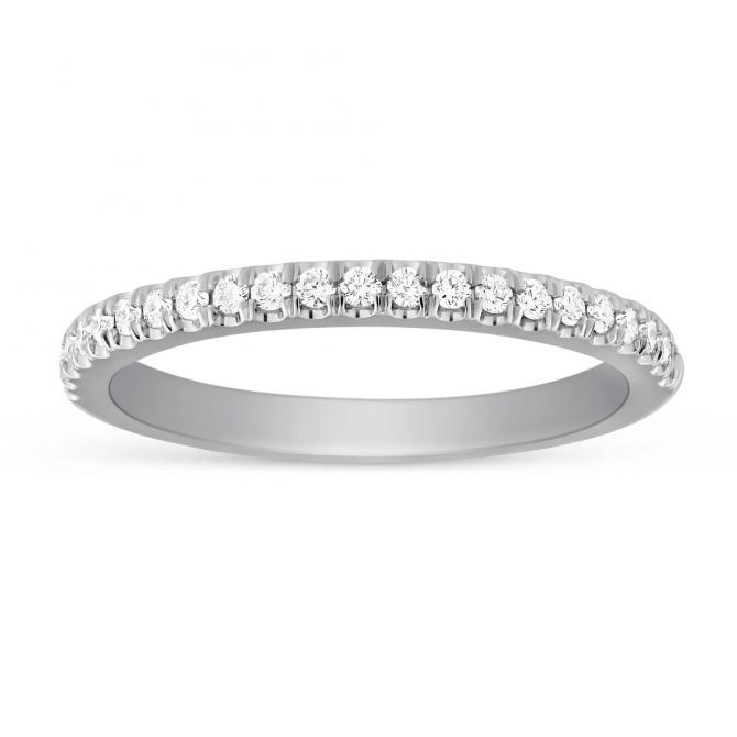 14K White Gold Diamond Fishtail Prong Wedding Band, 0.27cttw