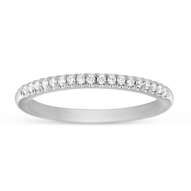 14K White Gold Prong Set Diamond Band, 0.12cttw