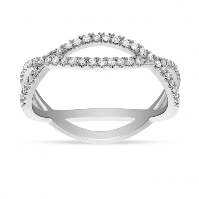 18K White Gold Diamond Half twist Wedding Band