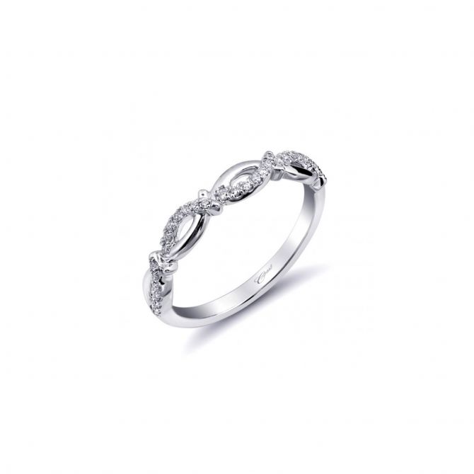 White Gold Diamond Crossover Shank Wedding Band