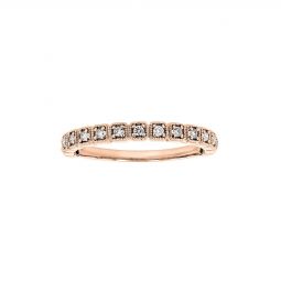 Rose Gold Diamond Cushion Milgrain Wedding Band, 0.14cttw