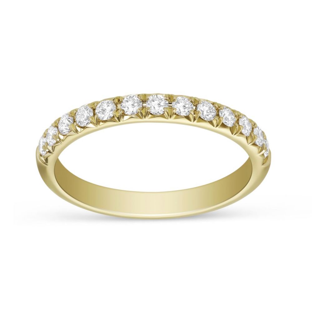 18K Yellow Gold Diamond Shared Prong Wedding Band | Borsheims