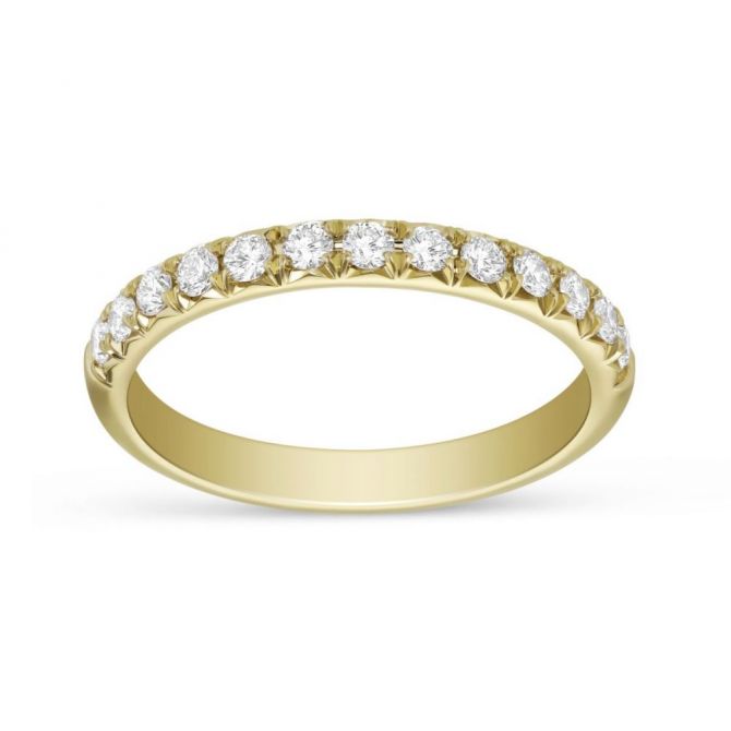 18K Yellow Gold Diamond Shared Prong Wedding Band