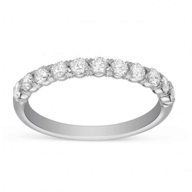 18K White Gold Diamond Flush Fit Wedding Band, 0.57cttw