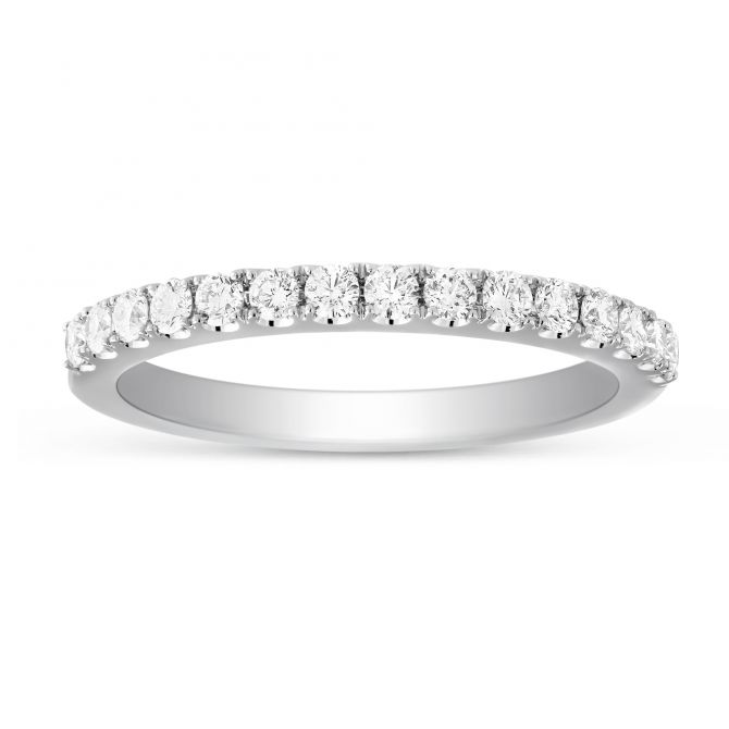 14K White Gold Prong Set Diamond Band, 0.47cttw