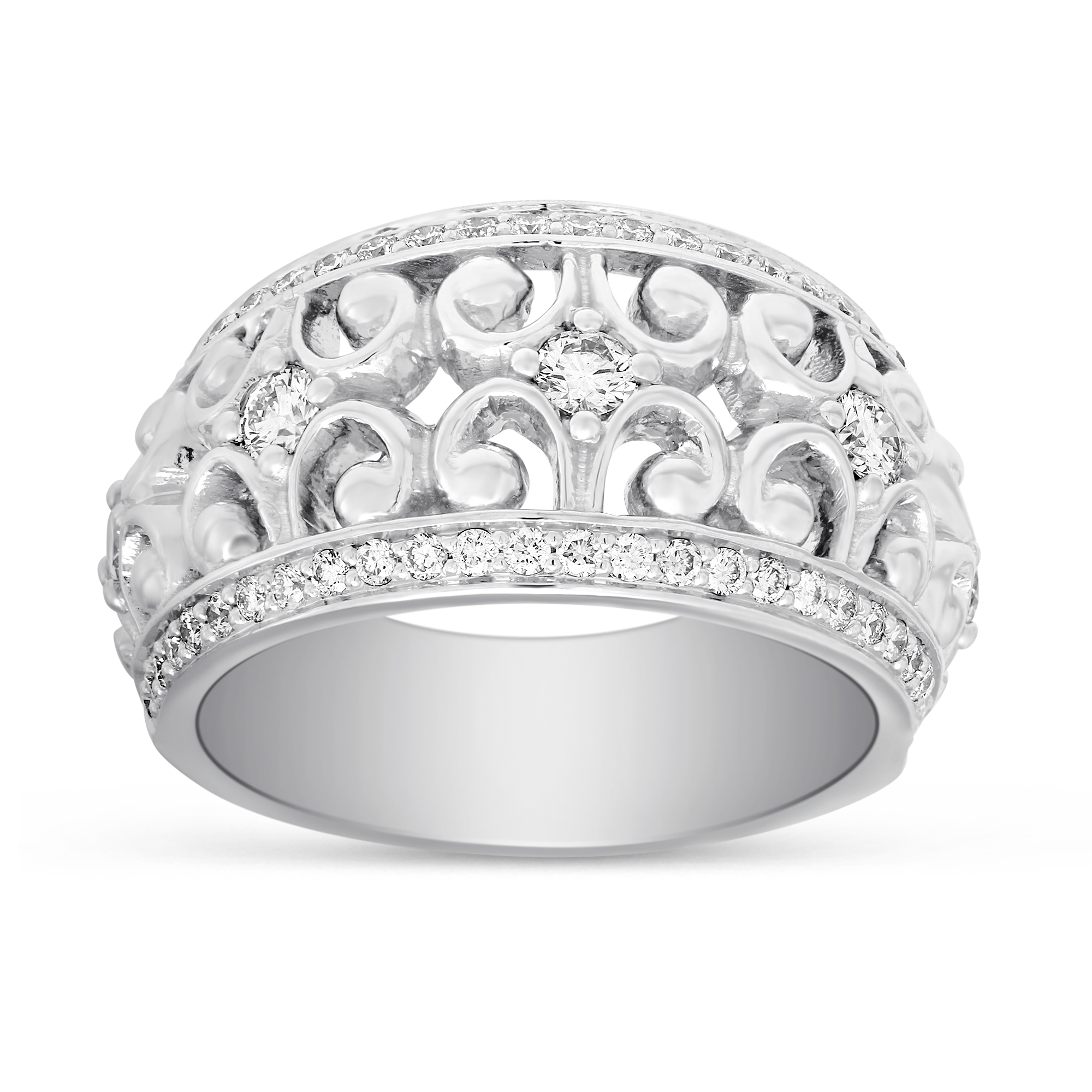 18K White Gold Scroll Diamond Wedding Band | Borsheims