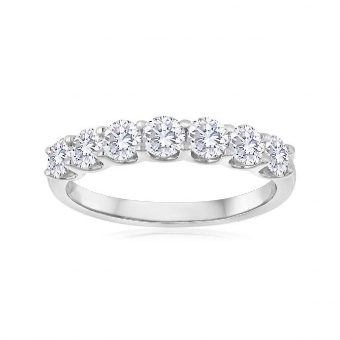 Platinum Diamond Prong Set Wedding Band