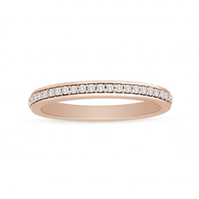 14K Rose Gold Diamond Shared Prong Channel Set Wedding Band