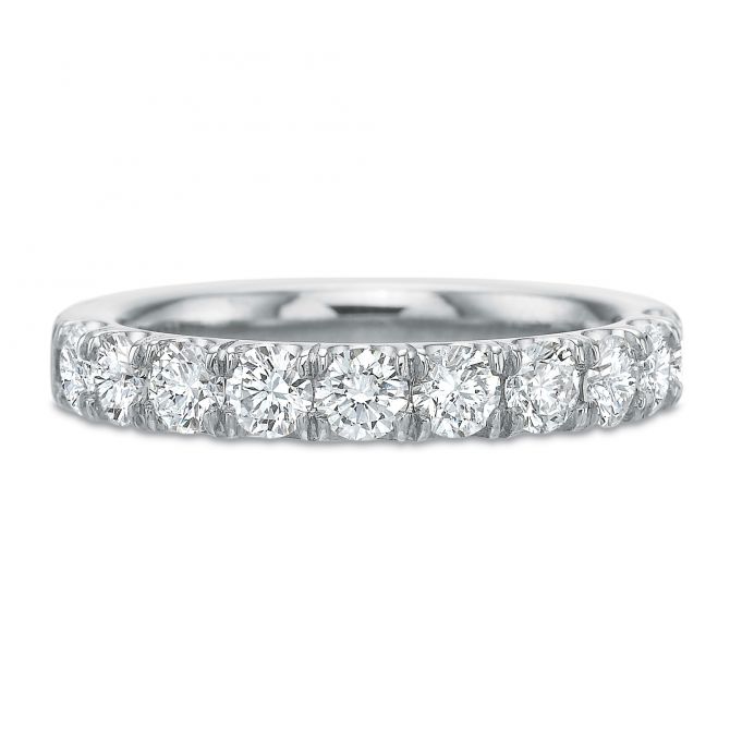 18K White Gold Prong Set Diamond Wedding Band