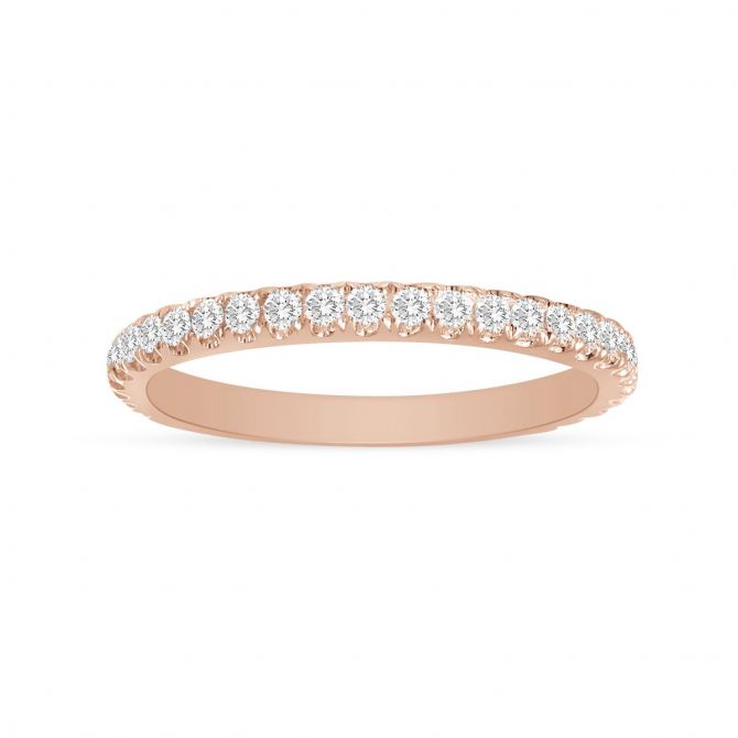 Rose Gold Diamond Fishtail Prong Set Wedding Band