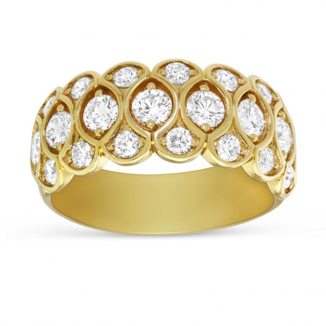 18K Yellow Gold Honeycomb Diamond Band