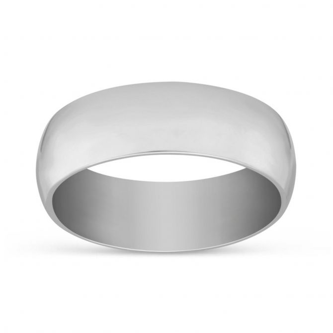 14K White Gold Low Dome Comfort Fit Wedding Band, 6mm