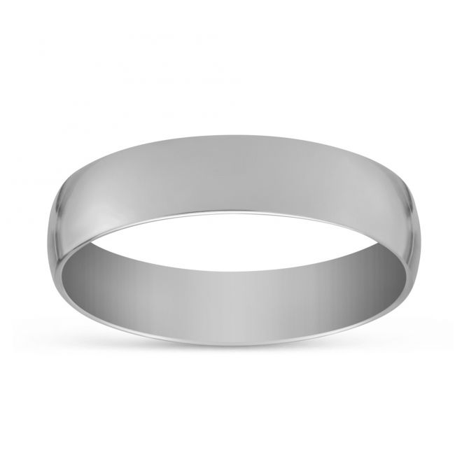 14K White Gold Men's Comfort Fit Low Dome Wedding Band, 5mm