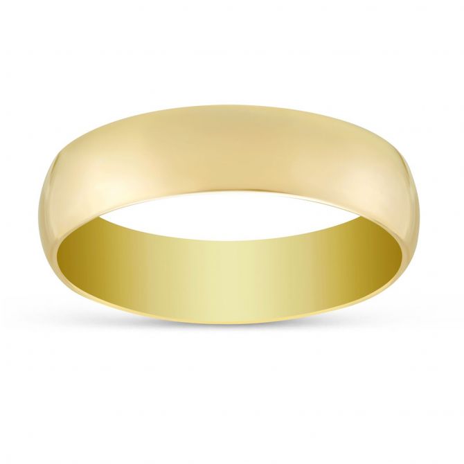 Yellow Gold 6mm Comfort Fit Low Dome Wedding Band