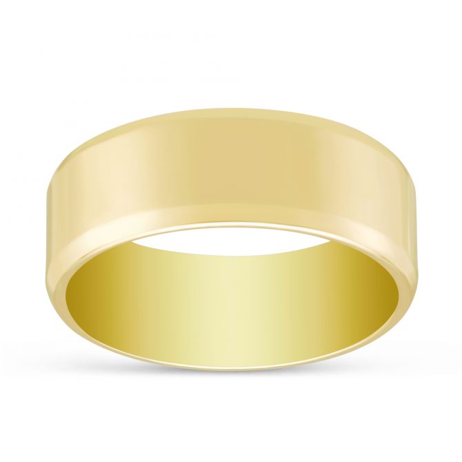 Yellow Gold Flat Comfort Fit Wedding Band, 7mm