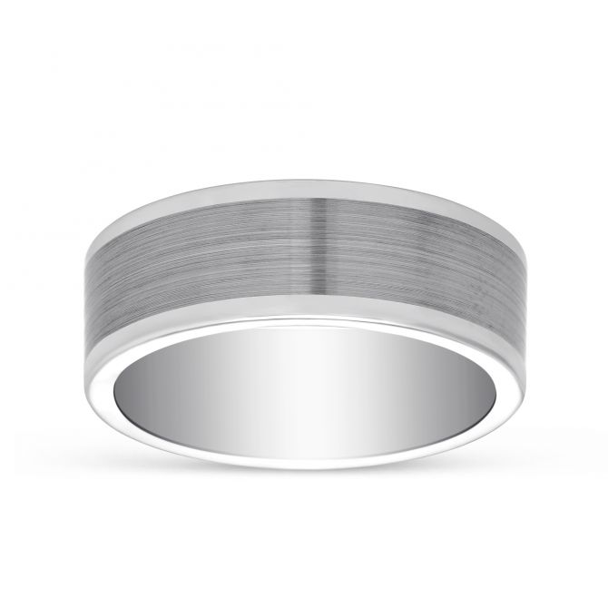 Tungsten Matte & Polished Pipe Cut Wedding Band, 8mm, Size 9