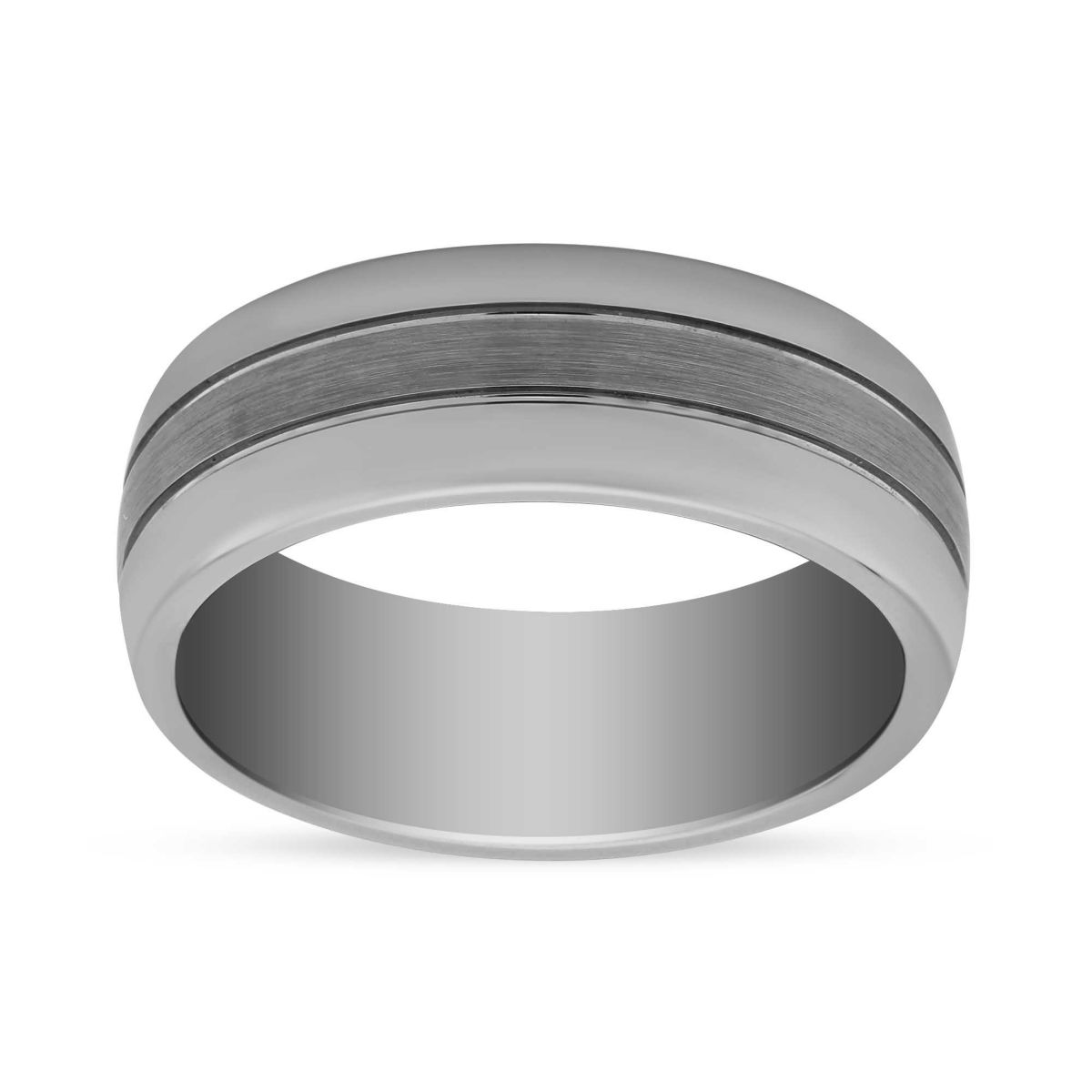 Tungsten 8mm Polished Wedding Band with Brushed Center, Size 10 | Borsheims