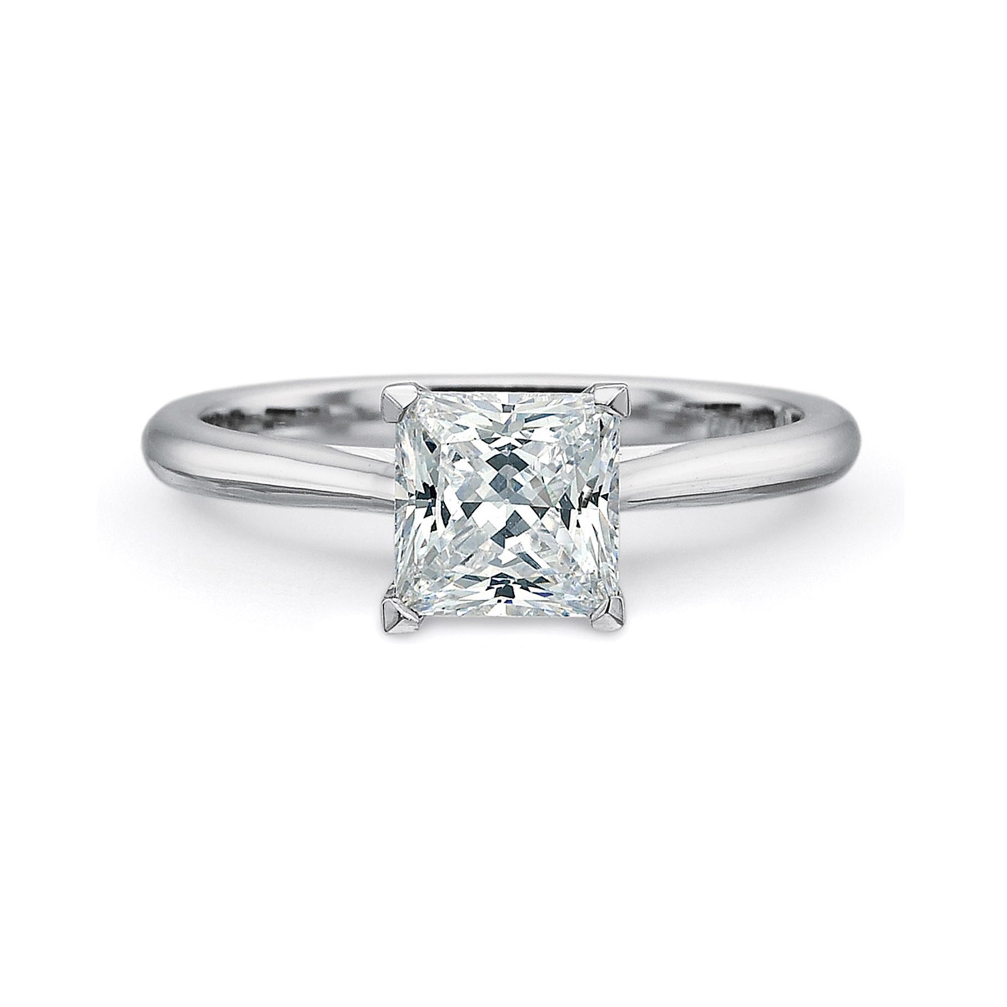 Platinum Solitaire Princess Ring Setting. | Borsheims