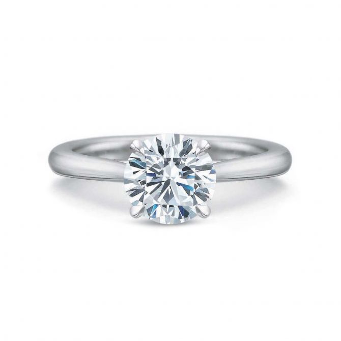 18K White Gold Classic Cathedral Solitaire Ring Setting