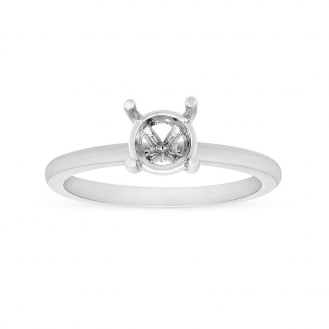 18K White Gold Solitaire Ring Setting For 0.50ct Diamond