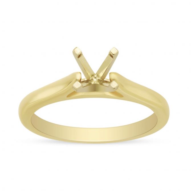 14K Yellow Gold Solitaire Cathedral Engagement Ring Mounting