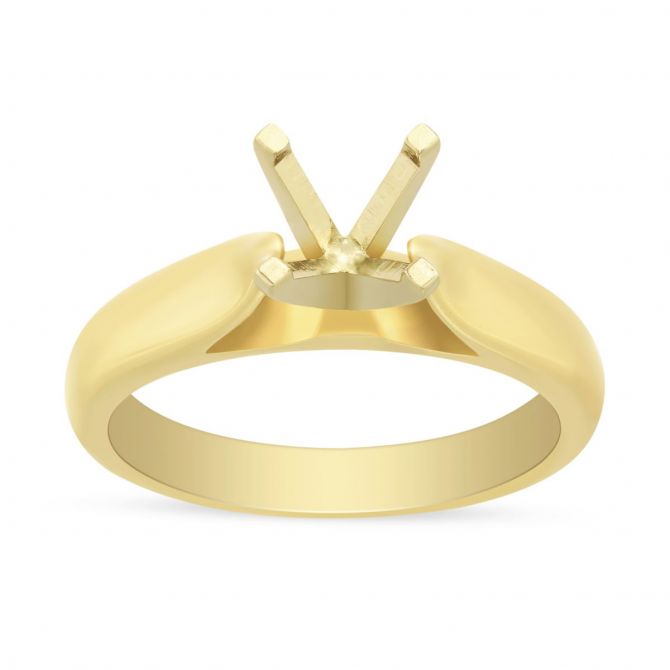 Yellow Gold Cathedral Solitaire Ring Setting for 1.25ct Center Diamond