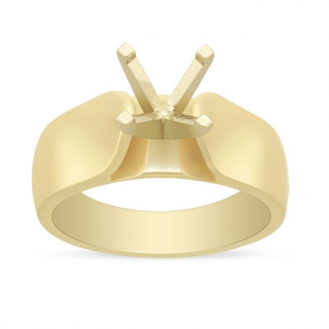 Yellow Gold Cathedral Solitaire Ring Setting  for 2.00ct Center Diamond