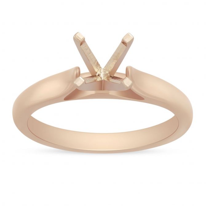 14K Rose Gold Solitaire Cathedral Engagement Ring Mounting