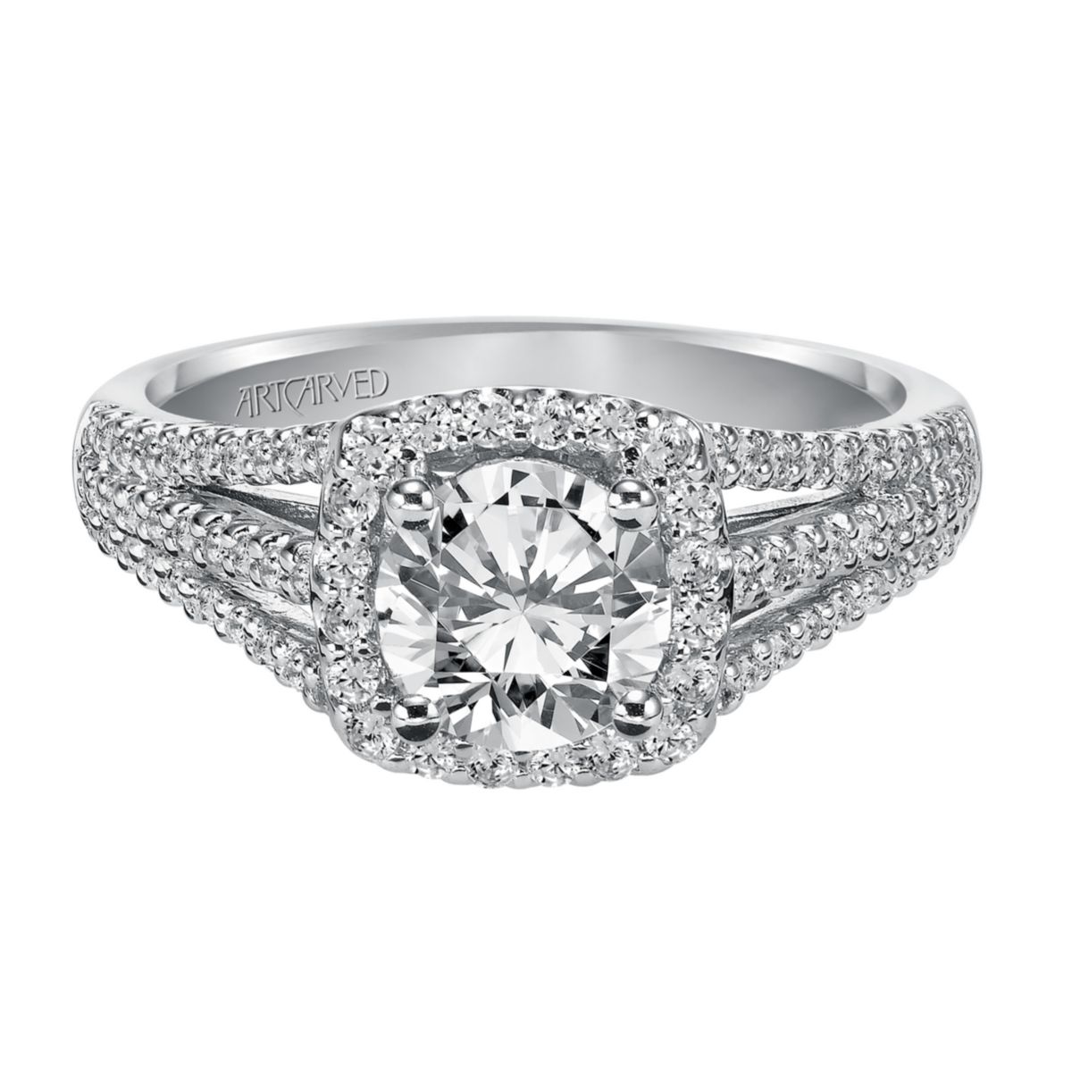 ArtCarved 14K White Gold Ava Diamond Engagement Ring Mounting, 0.49aptw ...