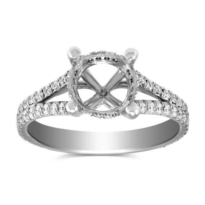 18K White Gold Split Shank Diamond Ring Setting