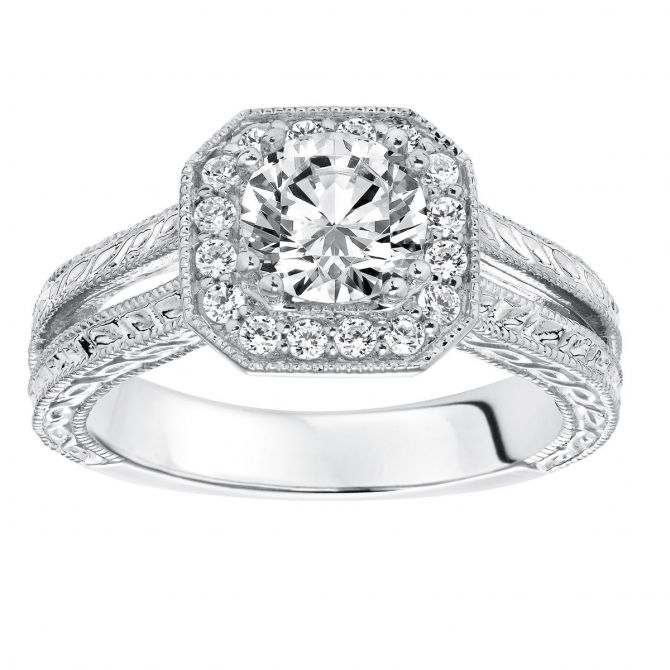 White Gold Square Halo Diamond Ring Setting