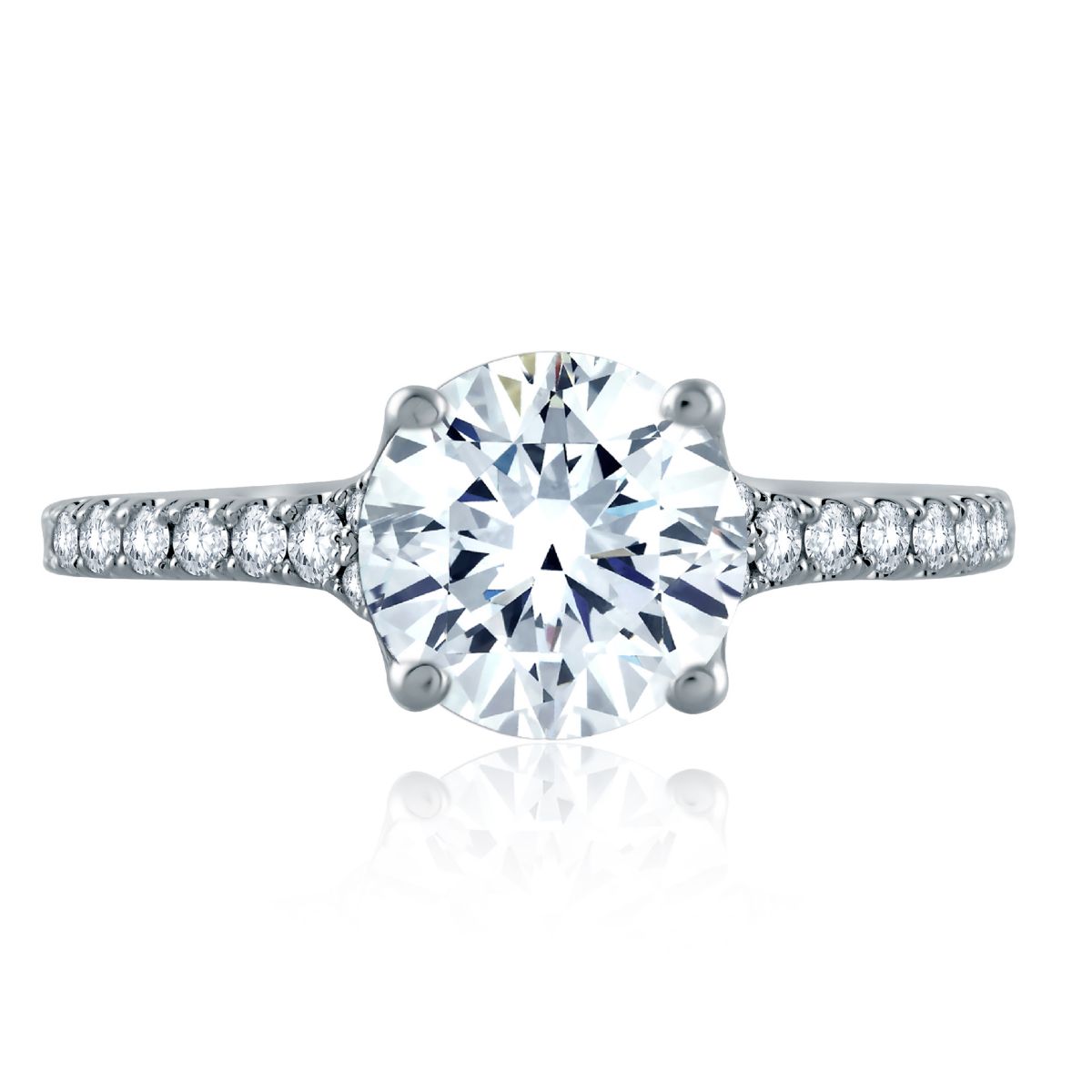 A. Jaffe 18K White Gold Diamond Ring Setting with Diamond Gallery, 0 ...