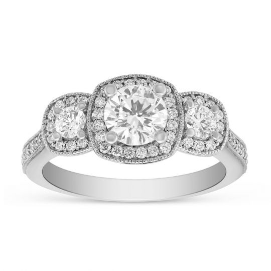 3 stone halo ring