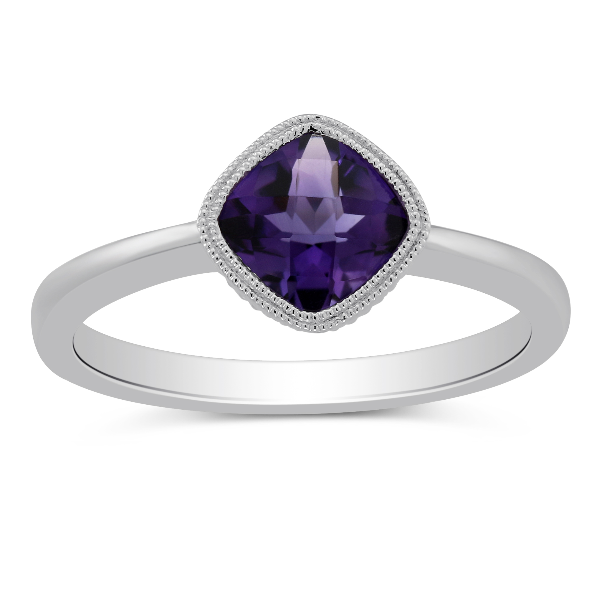 14K White Gold Cushion Checkerboard Amethyst Ring, 6mm | Borsheims