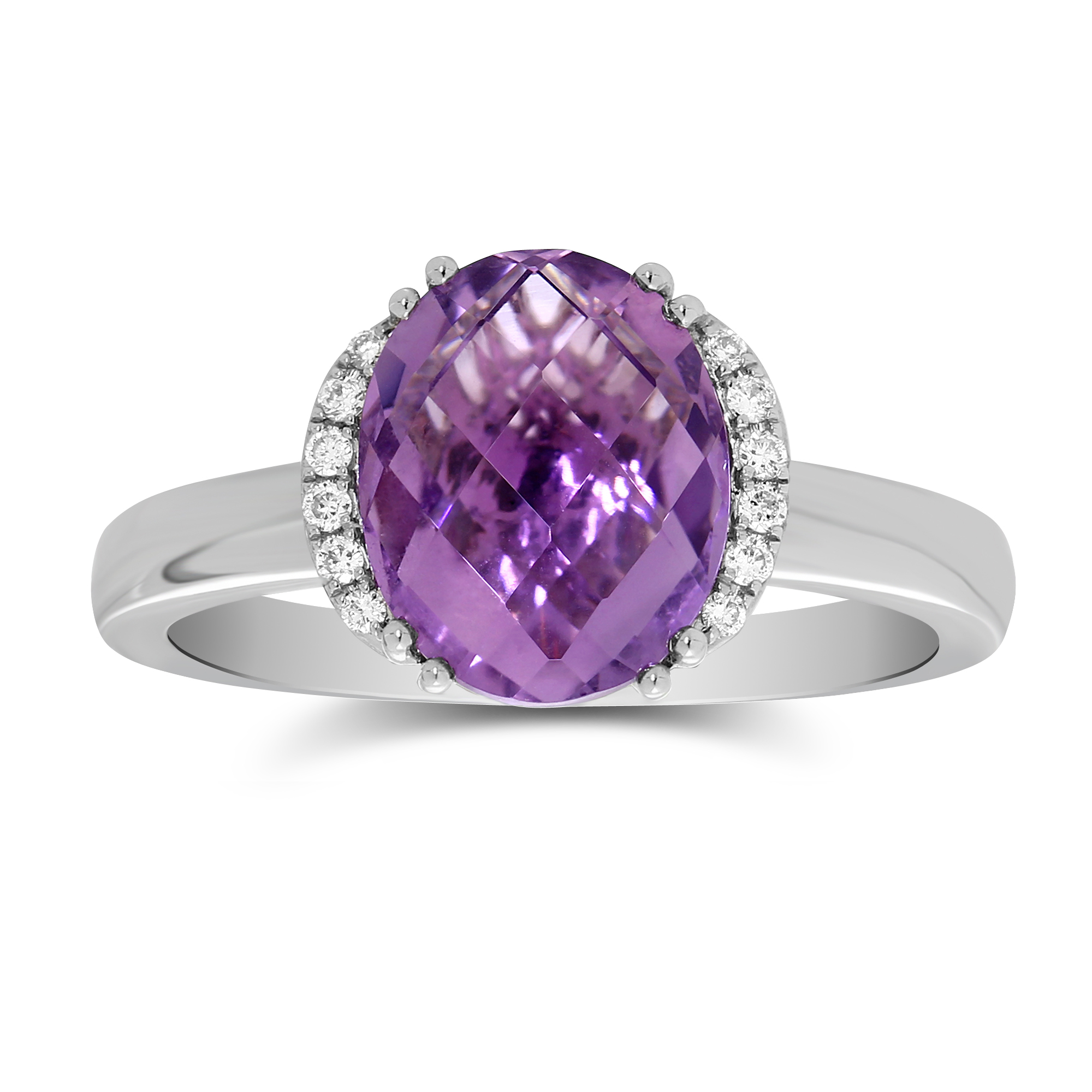 Oval Amethyst & Diamond Ring in White Gold | Borsheims