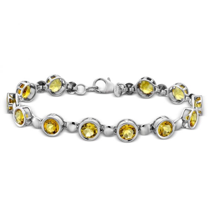 Sterling Silver Citrine Bracelet, 7"