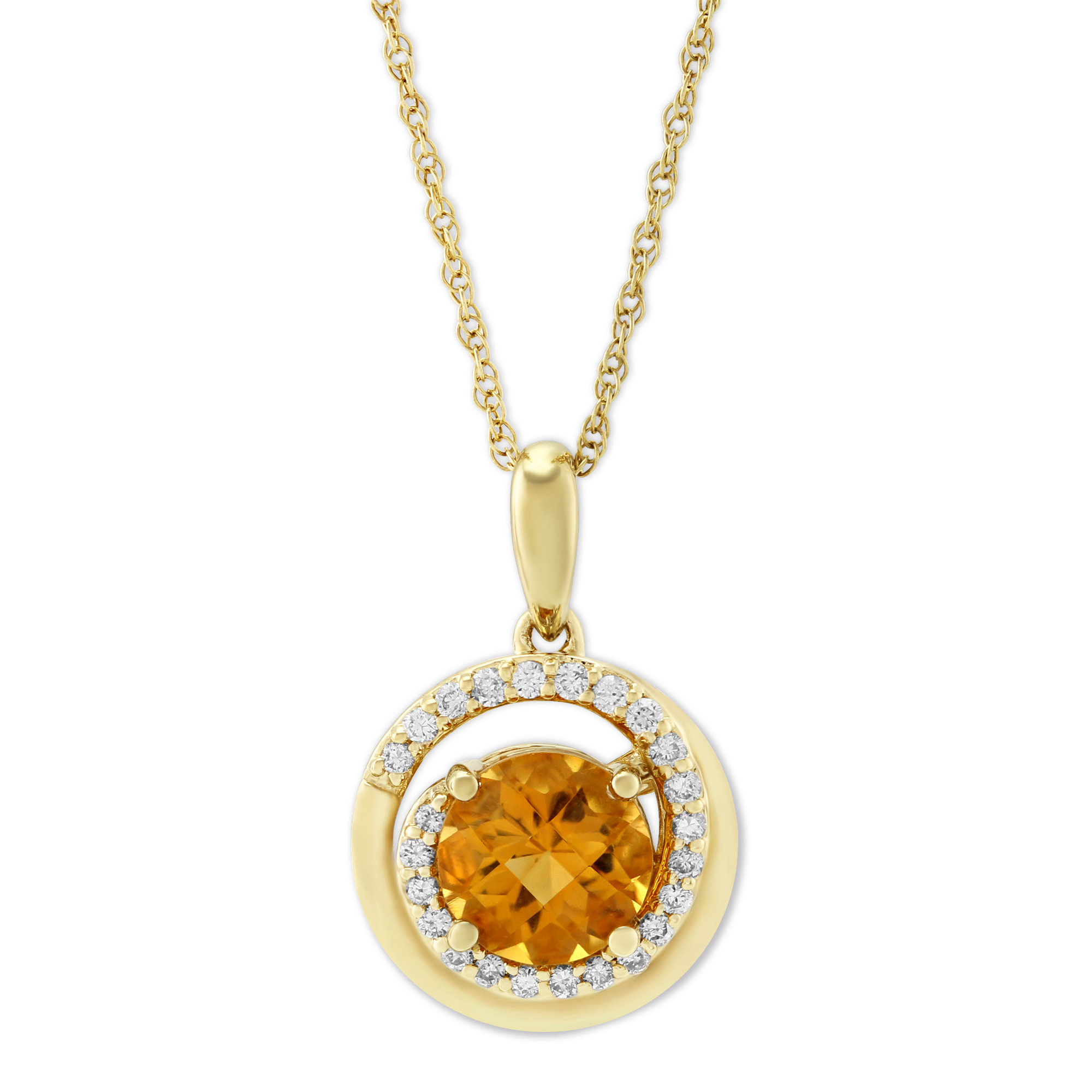 14K Yellow Gold Citrine & Diamond Swirl Pendant, 18" | Borsheims